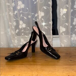 Vintage Elegant Black Slingback Heels